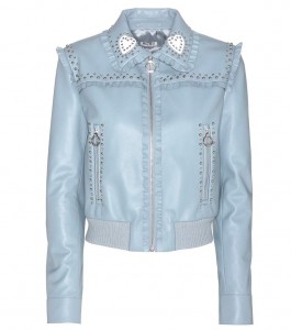 Miu Miu giacca in pelle con borchie 